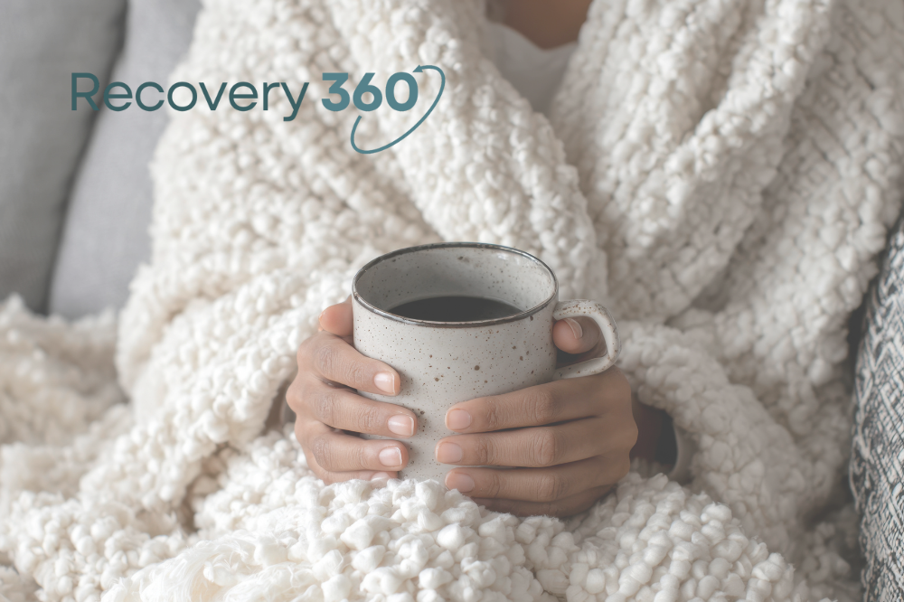 A recovering alcoholic getting warm after encountering alcohol withdrawal